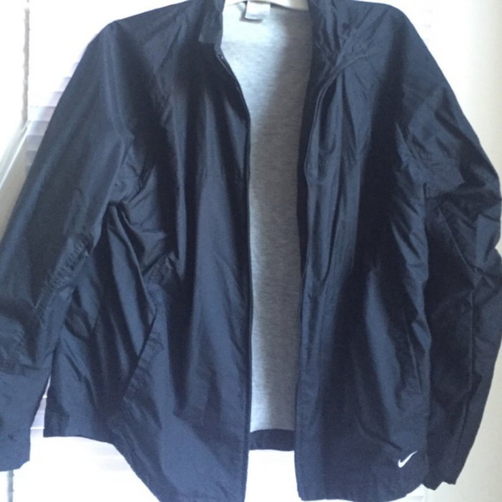 NIKE black collared windbreaker jacket - L